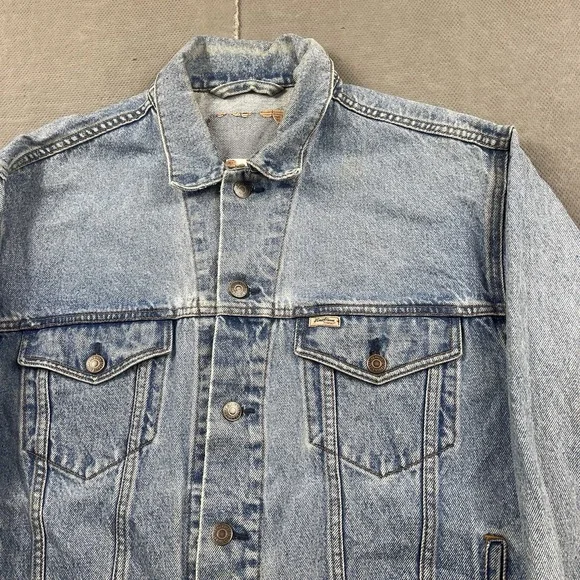 Levis Jacket Mens Medium* Denim Button Up Trucker Workwear Type 3 Blue Biker - Picture 2 of 11